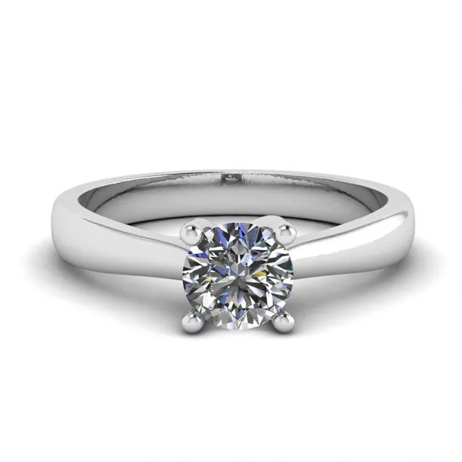 Crossing Prongs Ring with Round Diamond