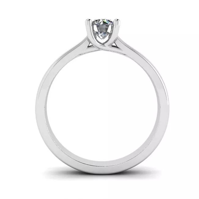 Crossing Prongs Ring with Round Diamond - Photo 1
