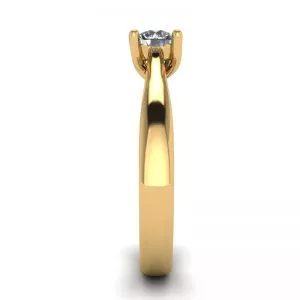 Crossing Prongs Ring with Round Diamond 18K Yellow Gold - Photo 2