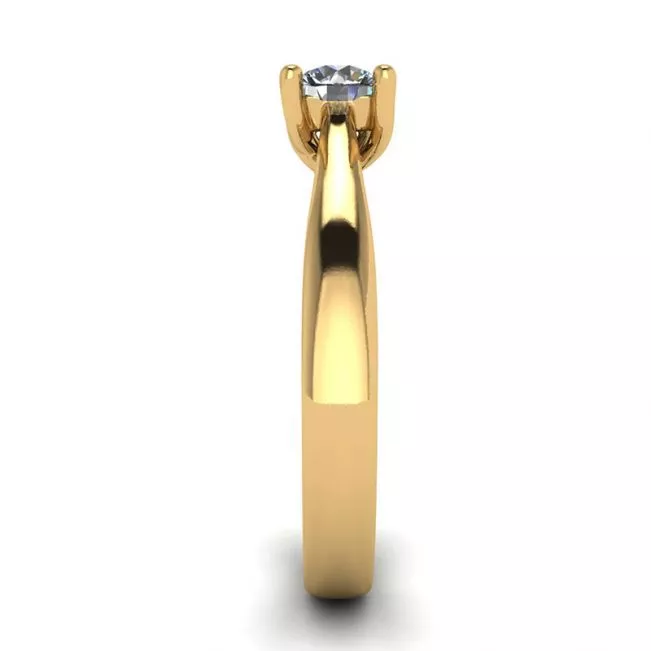 Crossing Prongs Ring with Round Diamond 18K Yellow Gold - Photo 2