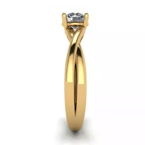 X Cross Ring with Round Diamond Yellow Gold - Photo 2