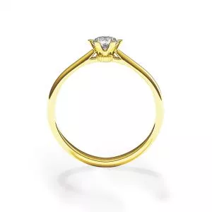 Crown diamond 6-prong engagement ring in yellow gold - Photo 1