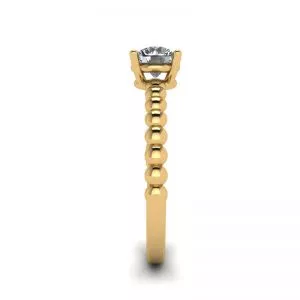 Round Diamond Solitaire on Beaded Ring in Yellow Gold - Photo 2