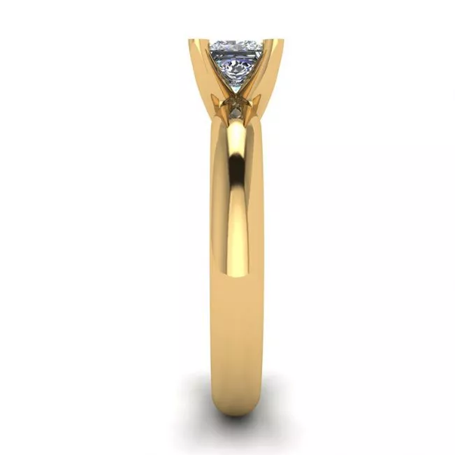 Yellow Gold Ring with Princess Cut Diamond - Photo 2