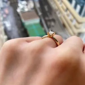 Yellow Gold Ring with Princess Cut Diamond - Photo 4