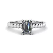 Bearded Ring with Emerald Cut Diamond