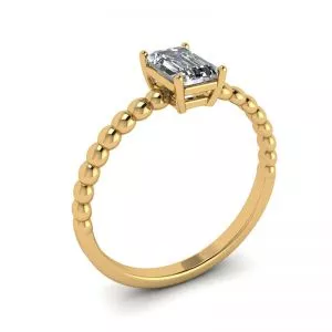 Bearded Ring with Emerald Cut Diamond Yellow Gold - Photo 3