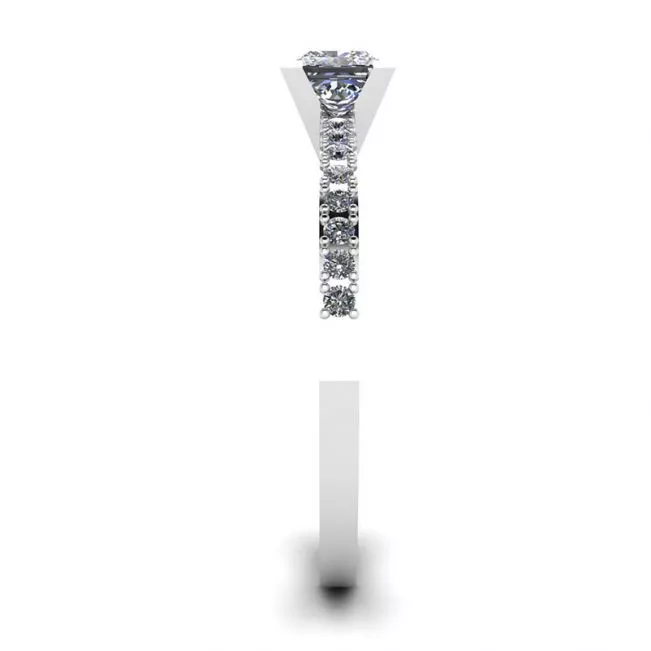 Princess Cut Diamond Ring in V with Side Pave - Photo 2