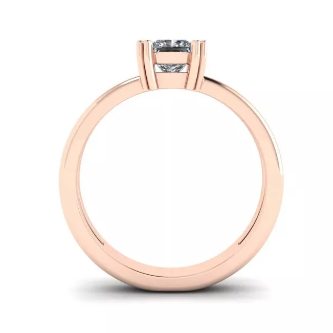Contemporary Princess Cut Engagement Double Ring Rose Gold - Photo 1