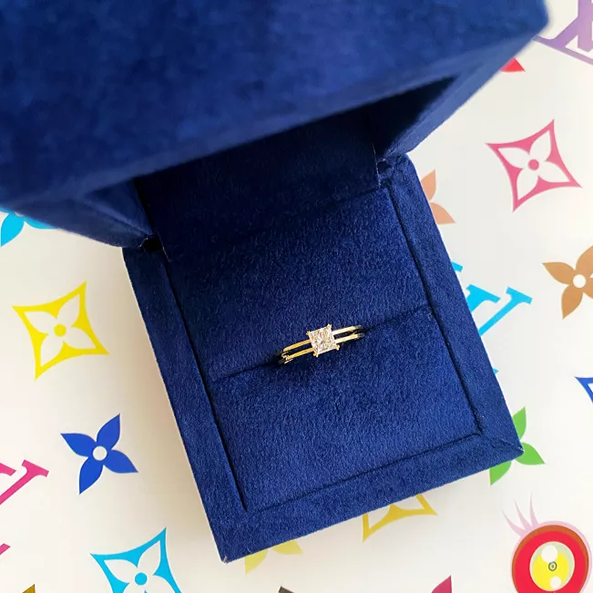 Contemporary Princess Cut Engagement Double Ring - Photo 4