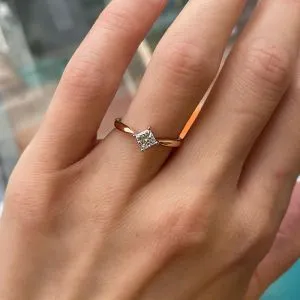 Rhombus Princess Cut Diamond Solitaire Ring White Gold - Photo 4