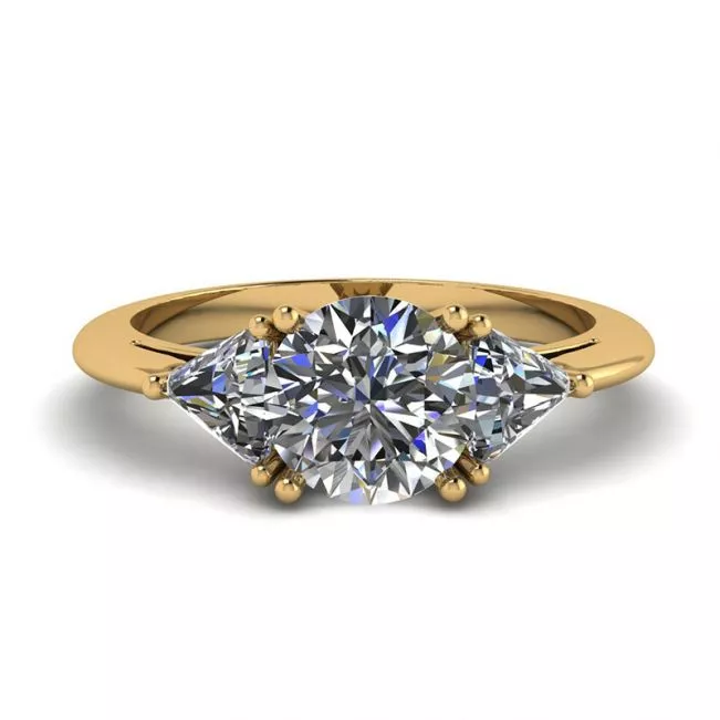 Three Diamond Ring in 18K Yellow Gold