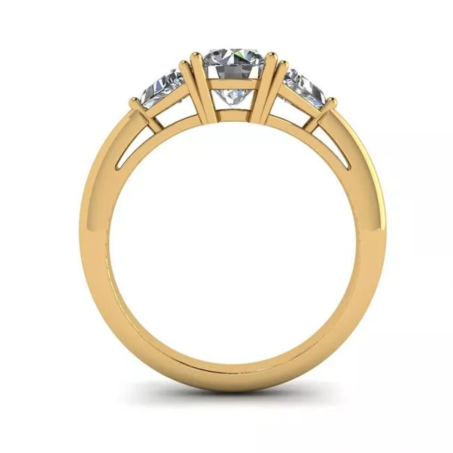 Three Diamond Ring in 18K Yellow Gold - Photo 1