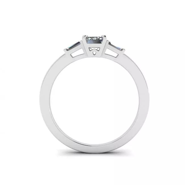 Emerald Cut and Side Baguette Diamond Ring - Photo 1