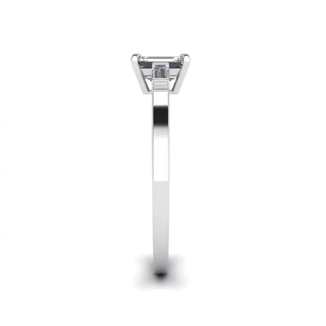 Emerald Cut and Side Baguette Diamond Ring - Photo 2