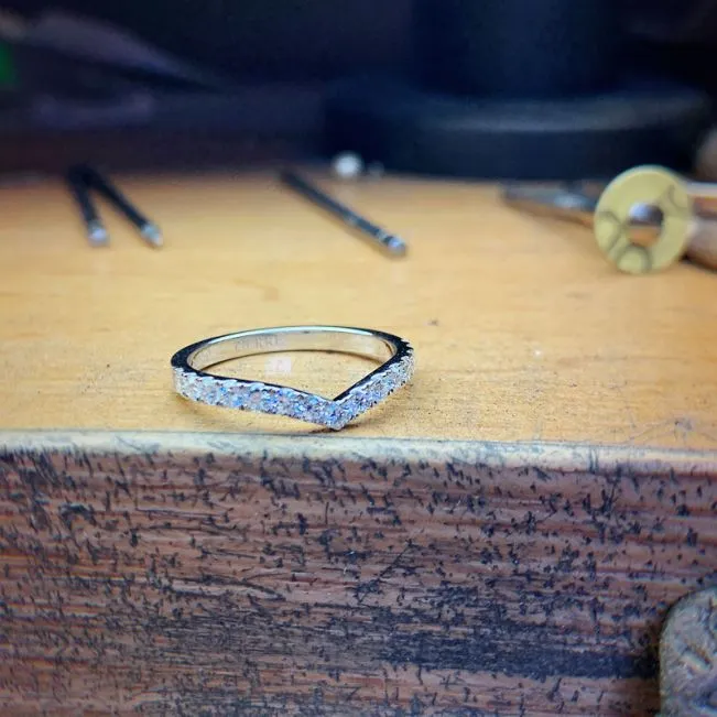 Curved Diamond Eternity Band White Gold - Photo 7