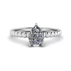 Beaded Band Pear Cut Engagement Ring