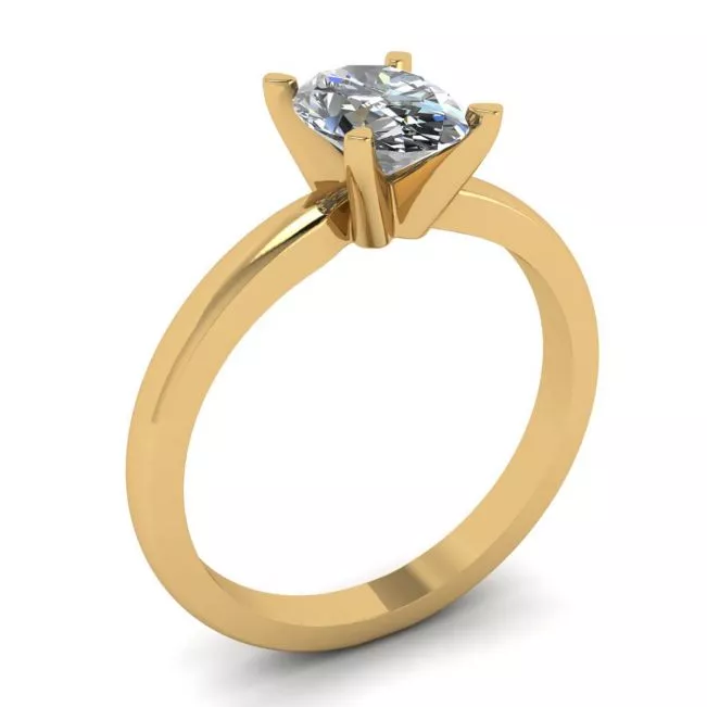 Oval Diamond Ring in 18K Yellow Gold - Photo 3