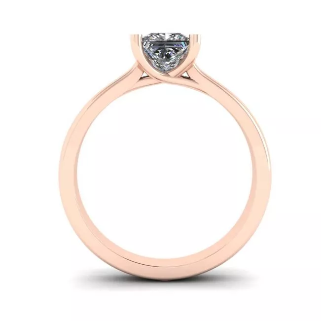 18K Rose Gold Ring with Princess Cut Diamond - Photo 1