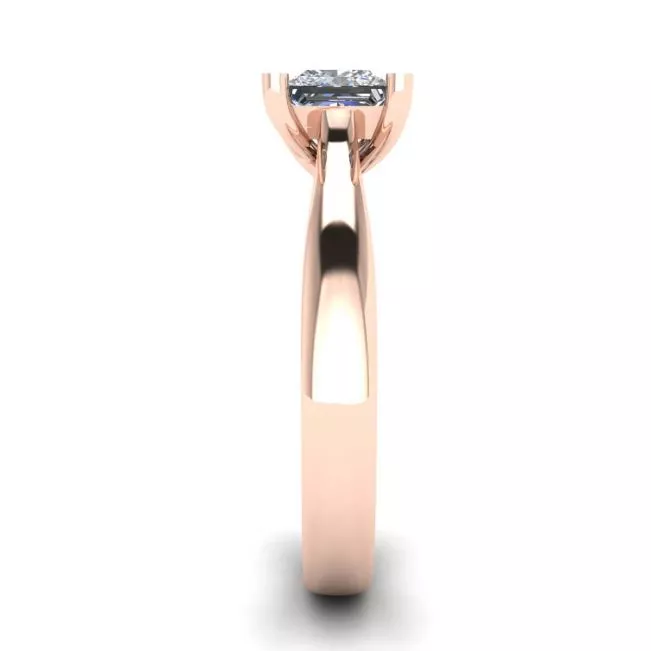 18K Rose Gold Ring with Princess Cut Diamond - Photo 2