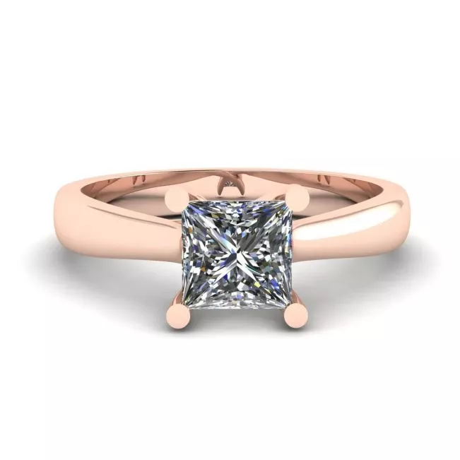 18K Rose Gold Ring with Princess Cut Diamond