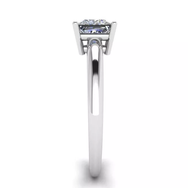 Princess Cut Simple Solitaire Ring in White Gold - Photo 2