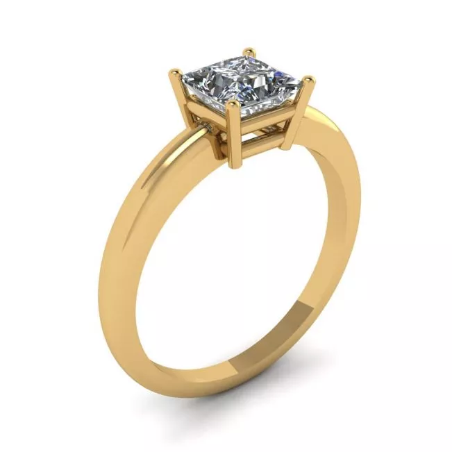 Princess Cut Simple Solittaire Ring in Yellow Gold - Photo 3