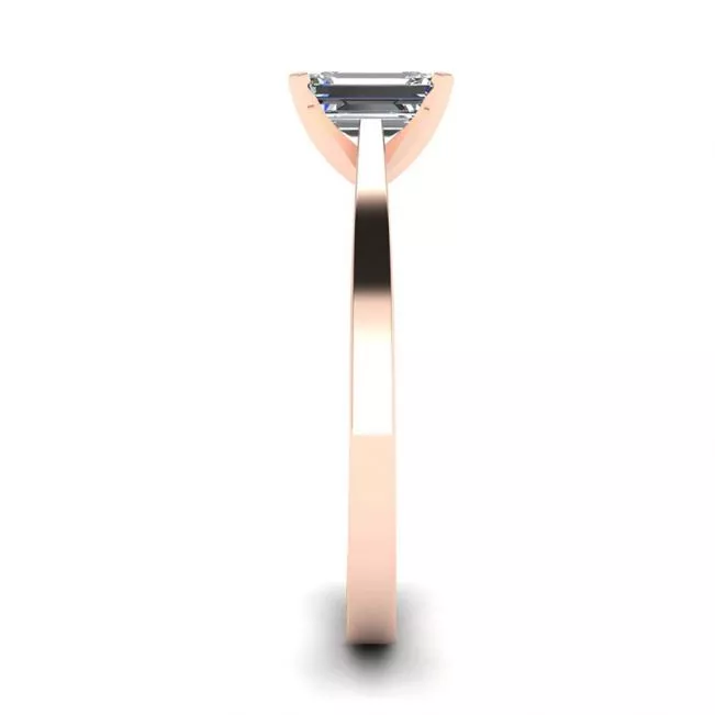 Futuristic Style Emerald Cut Diamond Ring in 18K Rose Gold - Photo 2