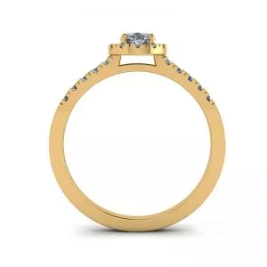 Halo Diamond Pear Shape Ring in 18K Yellow Gold - Photo 1