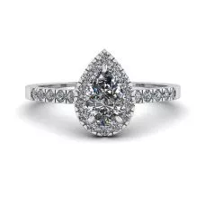 Pear Diamond Ring with Halo