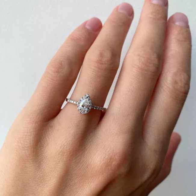 Pear Diamond Ring with Halo - Photo 4