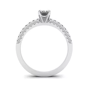Emerald Cut Diamond Ring with Pave - Photo 1