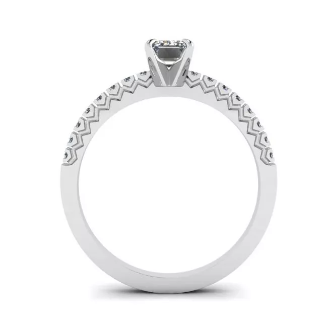 Emerald Cut Diamond Ring with Pave - Photo 1