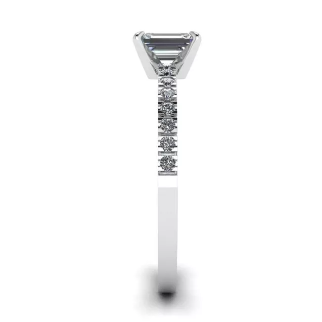 Emerald Cut Diamond Ring with Pave - Photo 2