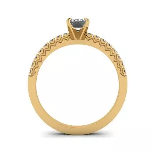 18K Yellow Gold Ring with Emerald Cut Diamond - Photo 1