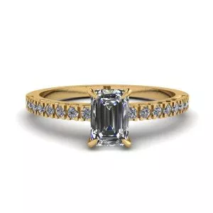 18K Yellow Gold Ring with Emerald Cut Diamond