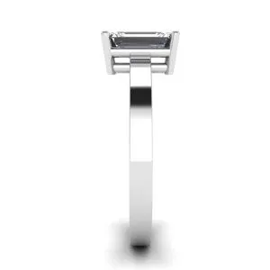 Rectangular Diamond Ring White Gold - Photo 2