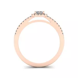 Emerald Cut Diamond Ring with Halo Rose Gold - Photo 1