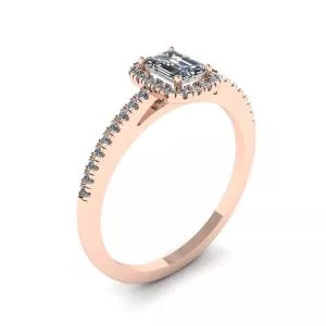 Emerald Cut Diamond Ring with Halo Rose Gold - Photo 3