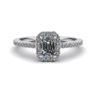 Emerald Cut Diamond Ring with Halo
