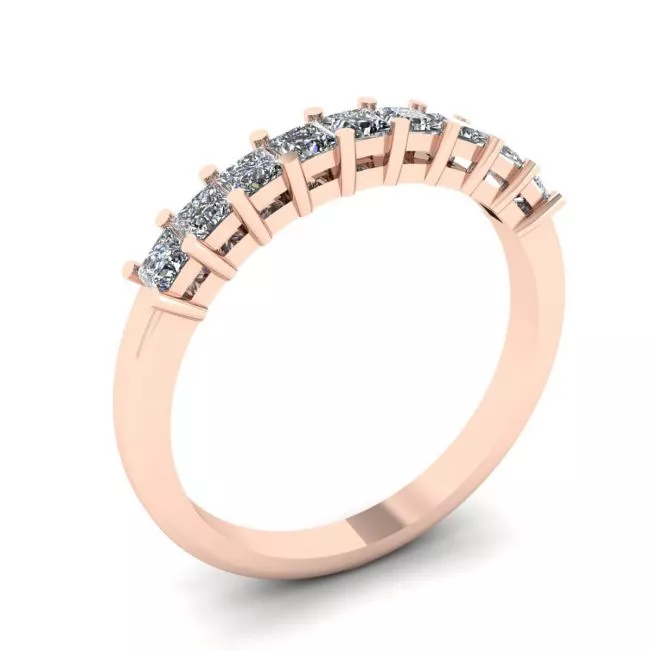 9 Square Princess Diamond Ring Rose Gold - Photo 3