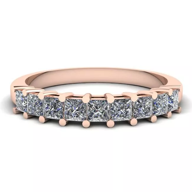 9 Square Princess Diamond Ring Rose Gold