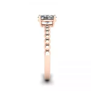 Oval Diamond on Beaded 18K Rose Gold Ring - Photo 2