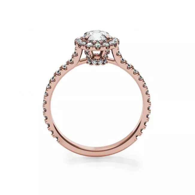 Halo Round Diamond Ring in 18K Rose Gold - Photo 1