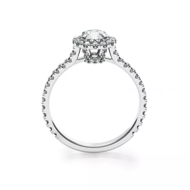 Halo Round Cut Diamond Ring - Photo 1