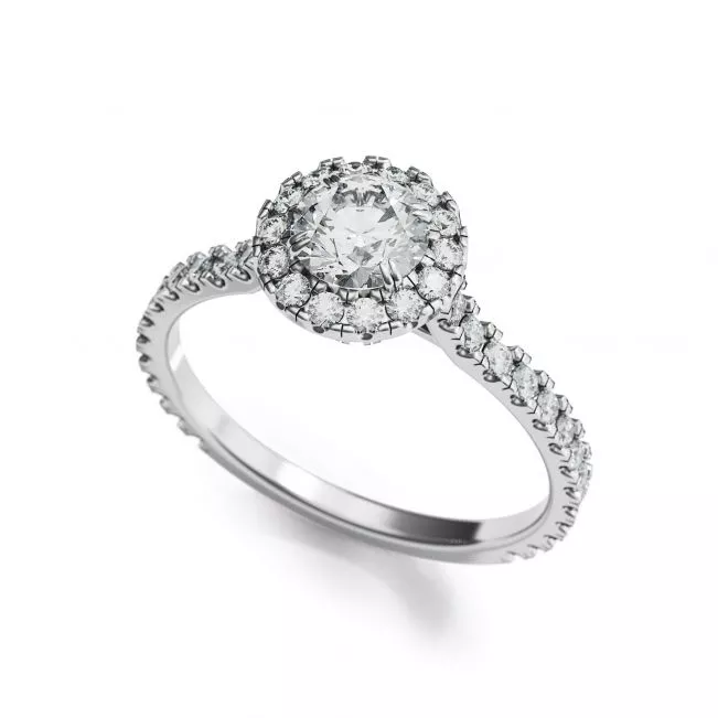 Halo Round Cut Diamond Ring - Photo 2