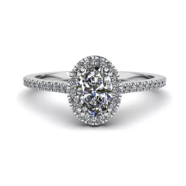 Halo Diamond Oval Cut Ring