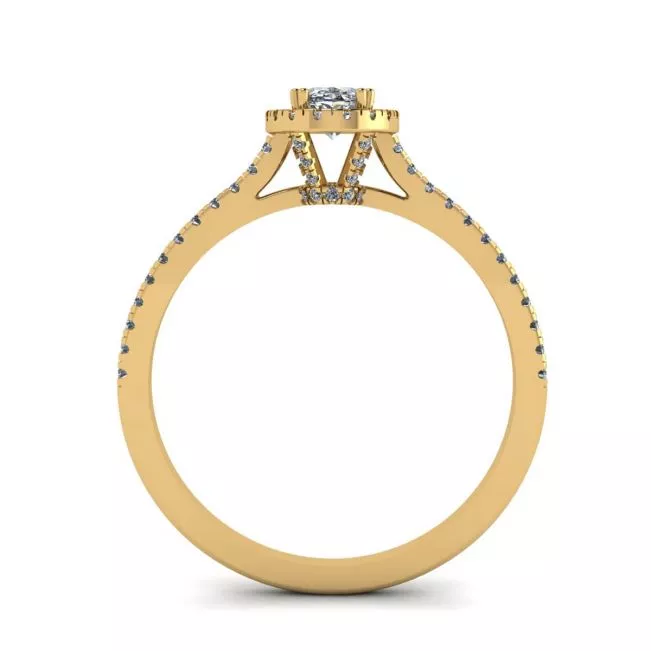 Halo Diamond Oval Cut Ring in 18K Yellow Gold - Photo 1