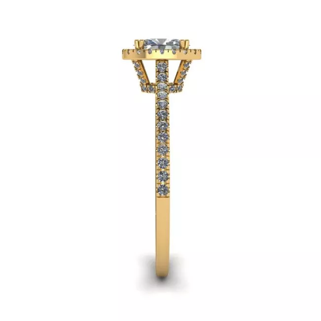 Halo Diamond Oval Cut Ring in 18K Yellow Gold - Photo 2