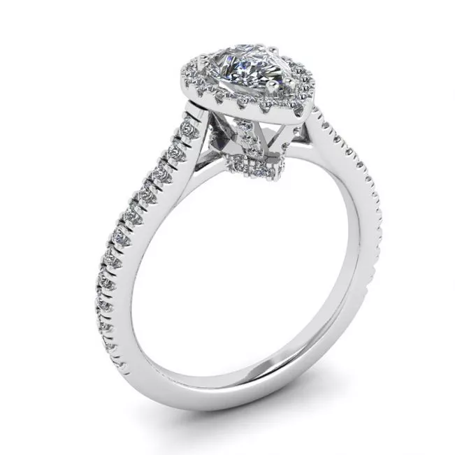 Halo Diamond Pear Cut Ring - Photo 3